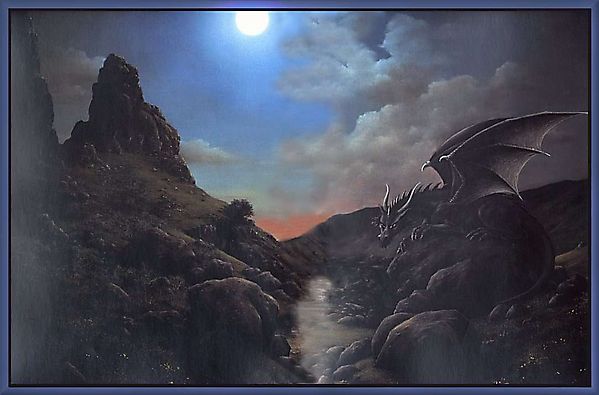 Чёрный дракон у горного ручейка