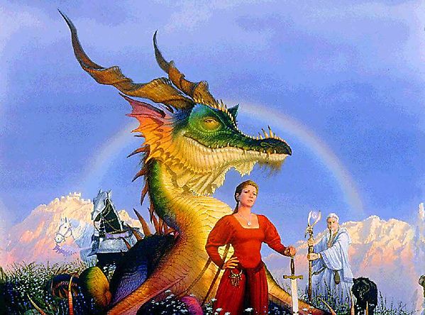 Благородная дева, маг и огромный дракон