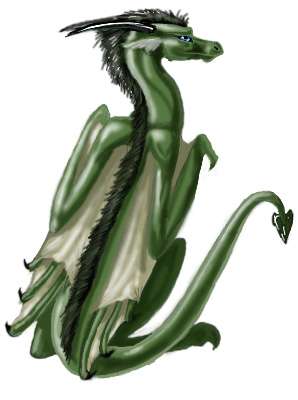 Зелёный дракон с чёрной гривой