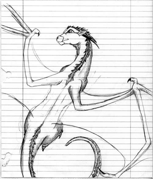 Рисунок дракона на тетрадном листе