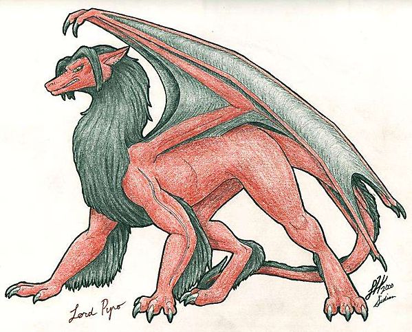 Алый дракон с густой гривой