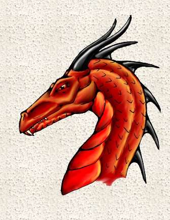 Красный дракон с чёрными шипами