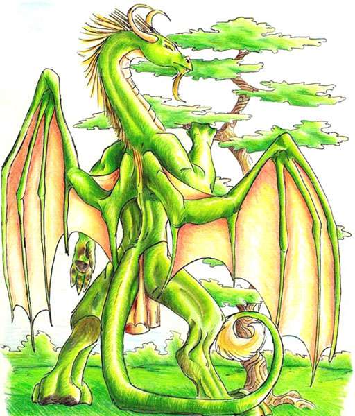 Гигантский зелёный дракон