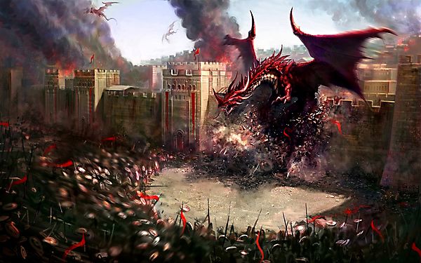 Дракон разрушил стену крепости
