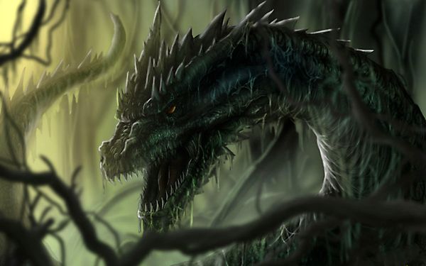 Ужасный дракон в болотах