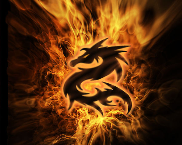 Символ дракона в огне