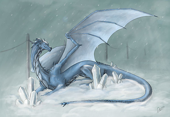 Красивый снежный дракон