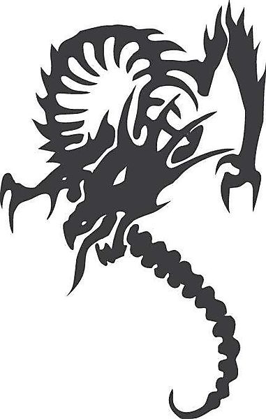 Татуировка ожившего скелетона дракона