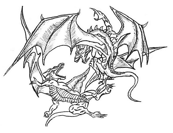 Татуировка сражающихся драконов