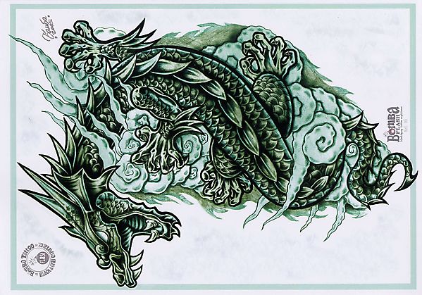 Рисунок зелёного дракона