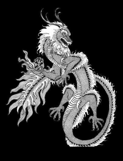 Восточный дракон с пушистым хвостом