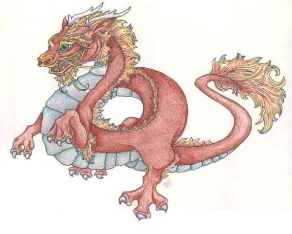 Китайский дракон на задних лапах