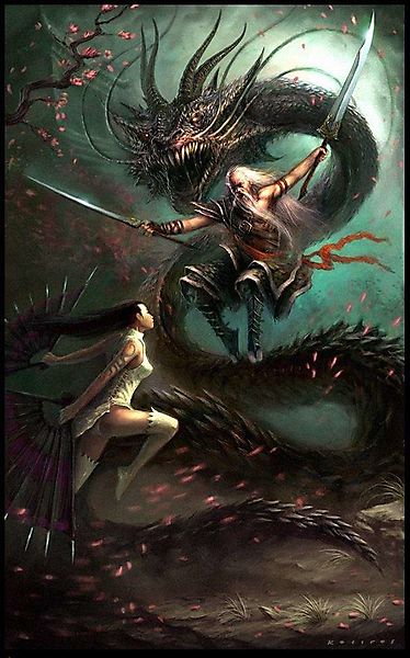 Битва юной девы и старика, повелевающего драконом
