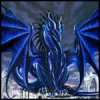 Синий дракон широко расправил крылья