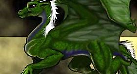 Зелёный дракон с белой холкой