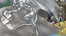 Дракон спасает рисунки от подтопления