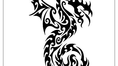 Рисунок дракона из завитушек