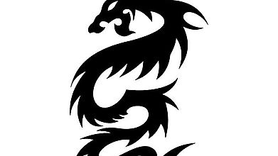 Чёрный дракон с узкими глазами