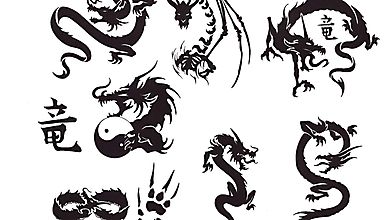 7 рисунков с китайскими драконами