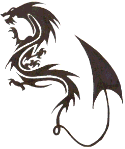 Татуировка маленького дракончика с огромным хвостом